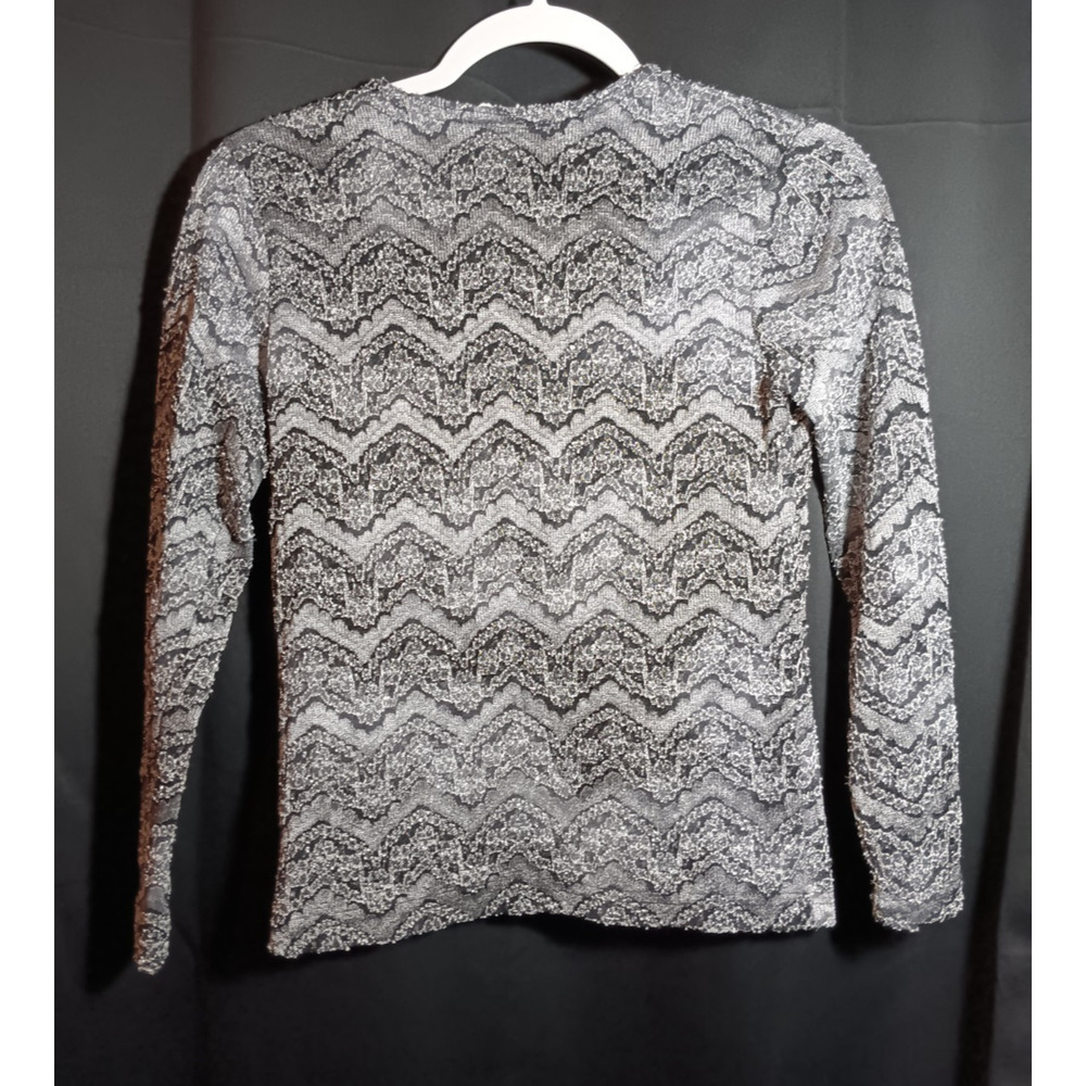 Upper East Side Small Black Gray Y2k Button Up Statement Cardigan USA 90s Rare - Picture 6 of 6